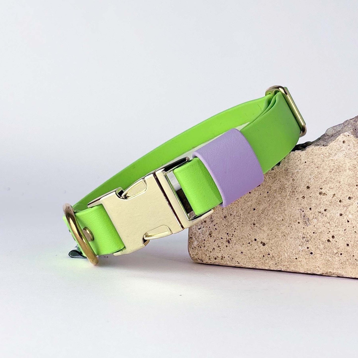 Biothane® Dog Collar – Neon Green & Lilac