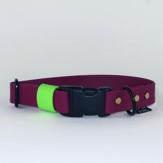 Biothane Street Collar™ – Burgundy / Neon Green