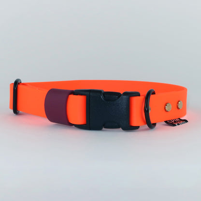 Biothane Street Collar™ – Neon Orange / Burgundy