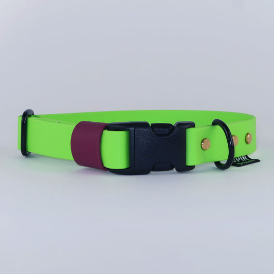 Biothane Street Collar™ – Neon Green / Burgundy