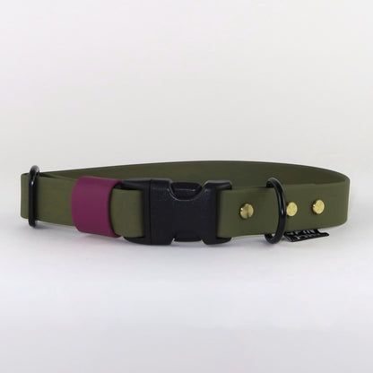 Biothane Street Collar™ – Olive / Burgundy